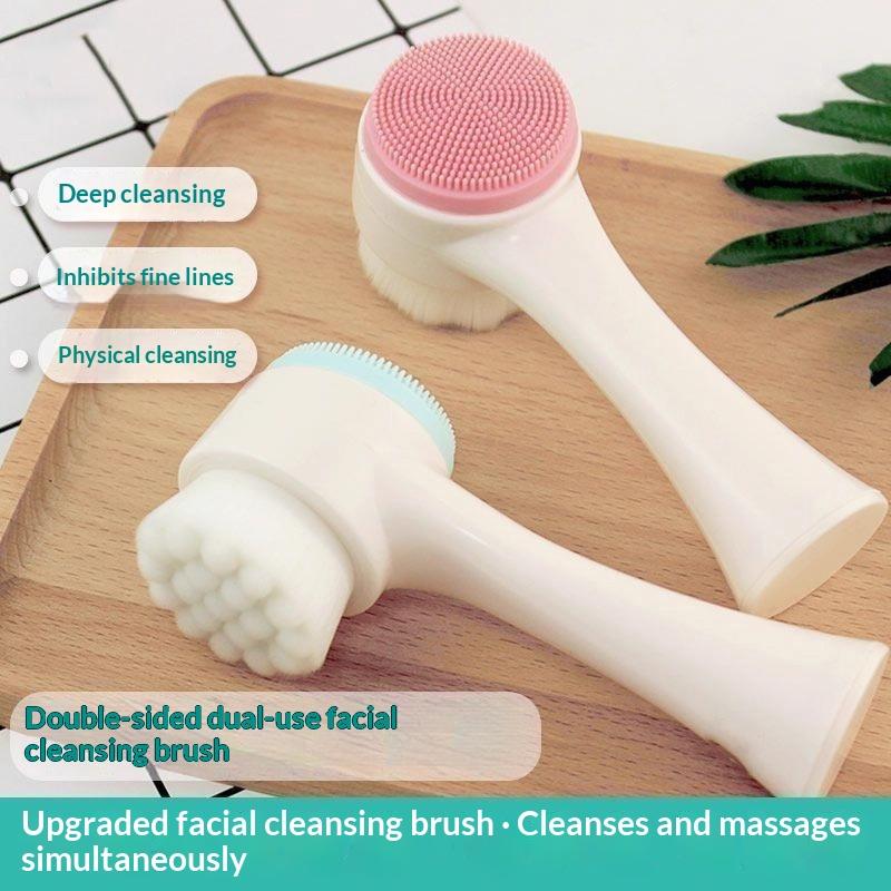 Silicone Face Scrubber Electric - 3D Doppel-Silikon Gesichtsreinigungsbürste Manuelle Massage-Gesichtsbürste Weiche