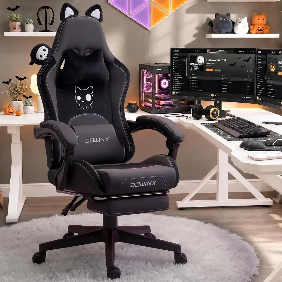 Massage - Gaming-Stuhl für Erwachsene mit Katzenohren, aus