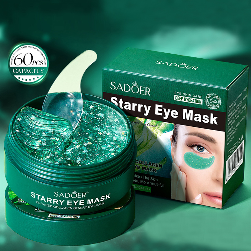 Collagen Under Eye Patches - 60 Stück/Box Seetang-Kollagen-Augenmaske, Enthält Kelp-Essenz und