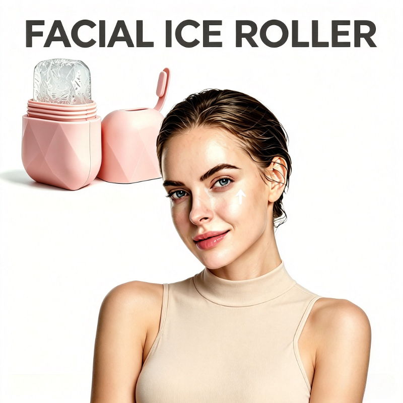 Face Ice Roller Puffiness - Silikon-Gesichts-Eisroller-Form, wiederverwendbarer Gesichts-Eis-Massagegerät zur Linderung von